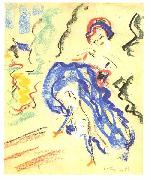 Ernst Ludwig Kirchner Dancer in a blue skirt oil painting reproduction